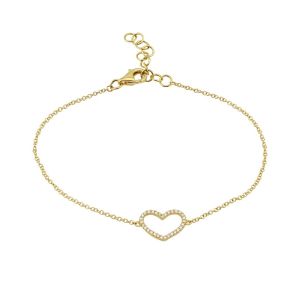 Open Heart Diamond Bracelet in 14k Yellow Gold (0.09ct)