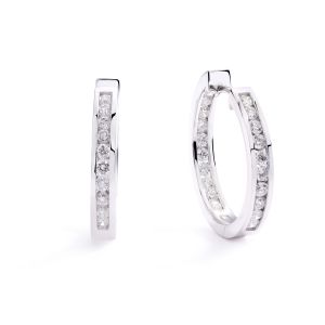 Round-Cut Diamond Hoop Earrings in 14K White Gold (2.25ct)