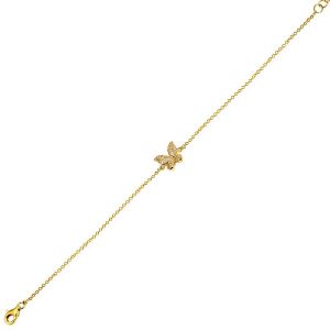 Petite Diamond Butterfly Bracelet in 14K Yellow Gold
