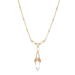 Two-Tone Briolette Amethyst and Diamond Necklace in 14K Yellow and Rose Gold (22x9mm)