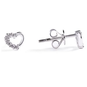Petite Heart Shaped Diamond Stud Earrings in 14K White Gold (0.05ct)