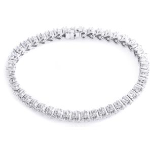 Chevron Diamond Tennis Bracelet in 14K White Gold (7.40ct)