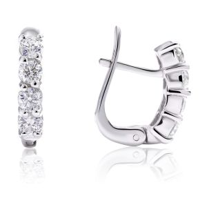 Round Diamond Huggie Earrings in 14K White Gold (1.35ct)