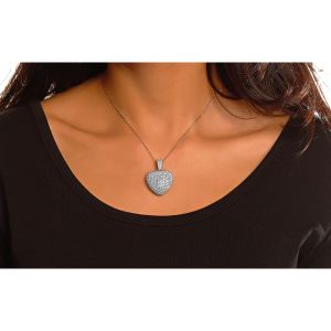 Diamond Pave Heart Pendant in 18K White Gold (3.16ct)