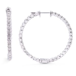 In and Out Diamond Hoops in 14K White Gold (3.65ct)