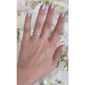 Double Row Halfway Micropavé Wedding Ring in 14K White Gold (0.50ct)