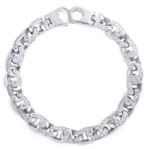 Men's Diamond Chain Link Bracelet in 14K White Gold (3.08ct)