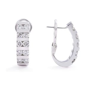 Channel-Set Diamond Hoop Earrings in 14K White Gold (2.25ct)