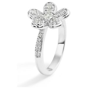 Petite Daisy Diamond Flower Ring in 14K White Gold (0.75ct)