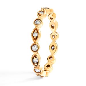 Marquise and Dot Diamond Milgrain Eternity Ring in 18K Yellow Gold (0.32ct)