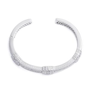 Matte-Finished Diamond Cuff Bangle in 14K White Gold (1.54ct)