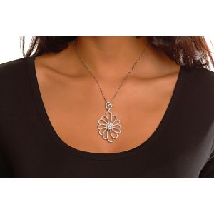 Diamond Flower Pendant in 18K White Gold (3.39ct)