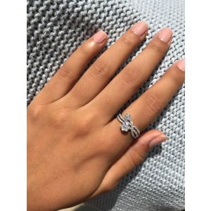 Floral Cluster Diamond Ring in 18K White Gold (0.97ct)