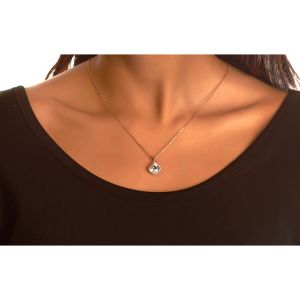 White Topaz & Diamond Pendant in 14K Rose Gold (9x9mm)
