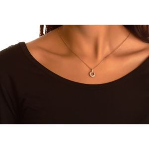 Open Circle Diamond Pavé Pendant in 14k Rose Gold (0.19ct)