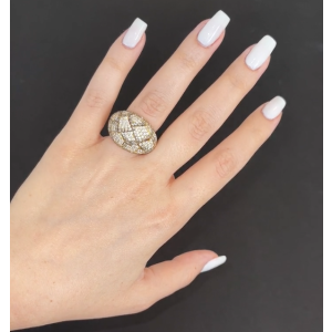 White and Champagne Diamond Dome Ring in 18K Yellow Gold (4.91ct)