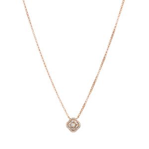 Floating Round and Baguette Cushion Illusion Diamond Necklace in 18K Rose Gold (0.21ct)
