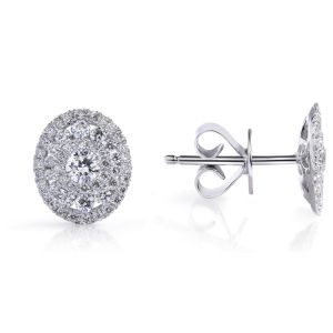 Oval Illusion Diamond Studs in 18K White Gold (0.65ct)
