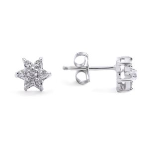 Diamond Mini Star Stud Earrings in 14K White Gold (0.12ct)