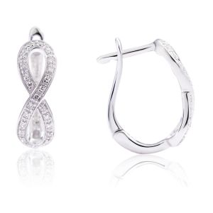 Infinity Diamond Hoop Earrings in 14k White Gold (0.15ct)