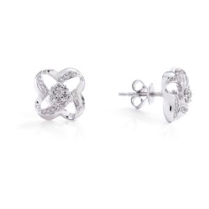 Petite Flower Diamond Studs in 14K White Gold (0.18ct)