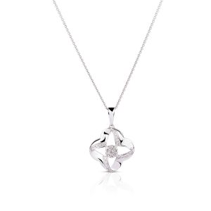Diamond Pavé Flower Pendant in 14K White Gold (0.12ct)