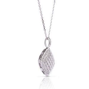 Cushion-Shaped Diamond Cluster Pendant in 14K White Gold (1.88ct)