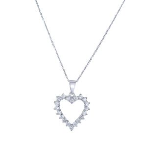 Classic Heart Diamond Pendant in 14K White Gold (1.40ct)
