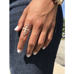Diamond Scroll Victorian Pointer Ring in 18k Rose Gold (1.67ct)