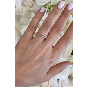 Marquise and Round Bezel Diamond Stackable Eternity Ring in 18K White Gold (1.15ct)