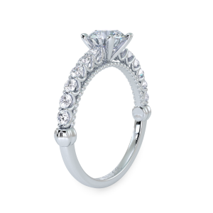 Milgrain Cuffed Diamond Engagement Ring