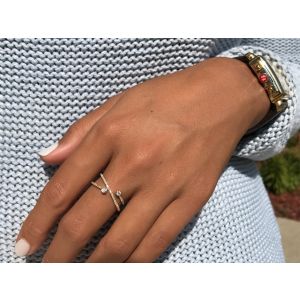 Diamond Open X Ring in 14K Yellow Gold (0.24ct)