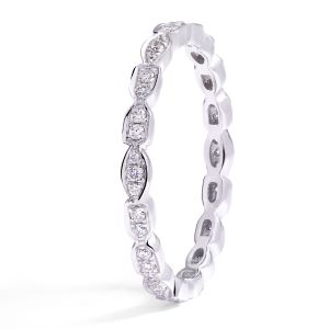Alternating Diamond Stackable Eternity Ring in 18K White Gold (0.20ct)
