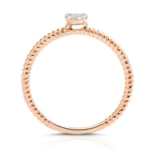 Oval Illusion Diamond Twisted Stackable Ring in 18K Rose Gold (0.19ct)