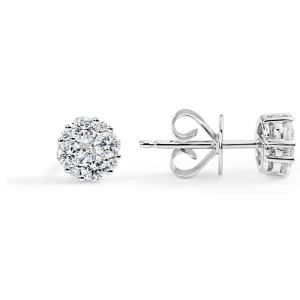 Round Illusion Diamond Studs in 18K White Gold (0.50ct)