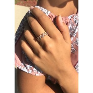 Double Row Diamond Zig-Zag Ring in 18K Rose Gold (0.70ct)