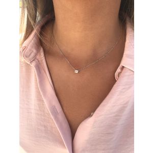 Floating Emerald Diamond Necklace in 14K White Gold (0.52ct)