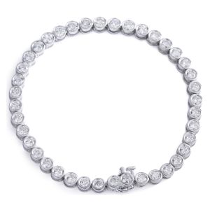 Bezel-Set Diamond Tennis Bracelet in 14K White Gold (4.10ct)