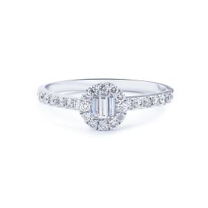 Mini Baguette Diamond Cluster Ring in 14K White Gold (0.41ct)