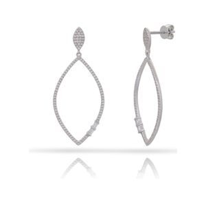 Side Baguette Diamond Teardrop Earrings in 14k White Gold (0.68ct)