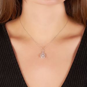 Cushion-Shaped Diamond Cluster Pendant in 18K White Gold (0.75ct)