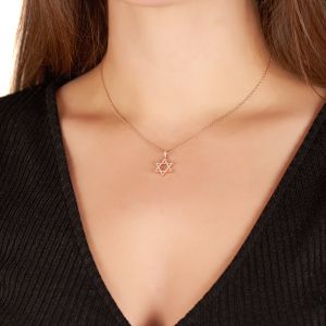 Star of David Diamond Pendant in 18K Rose Gold (0.23ct)
