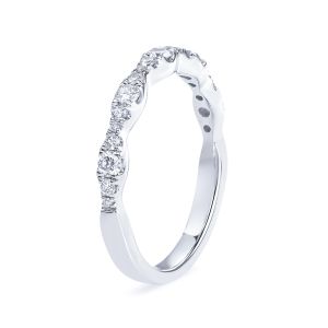 Diamond Wave Stackable Wedding Ring in 18K White Gold (0.38ct)