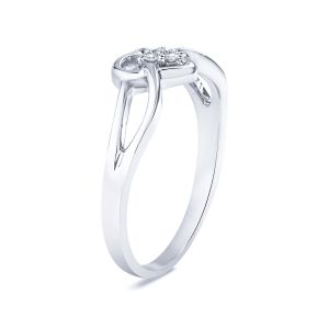 Petite Diamond Heart Ring in 14K White Gold