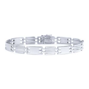 Bar Link Bracelet in 14K White Gold