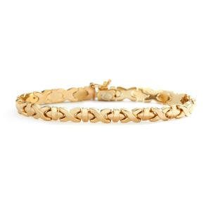 Fancy X and Oval Link Bracelet in 14K Yellow Gold