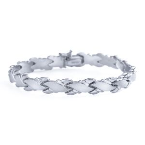Brushed X Link Bracelet in 14K White Gold