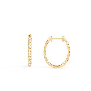 Medium Oval In and Out Diamond Hoop Earrings in 18K Gold