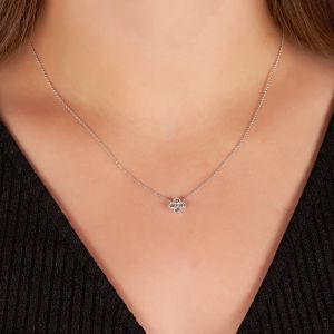 Petite Diamond Clover Necklace in 18K White Gold (0.44ct)