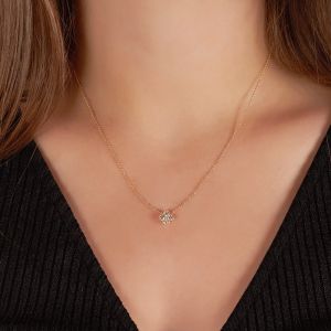 Petite Diamond Clover Necklace in 18K Yellow Gold (0.44ct)